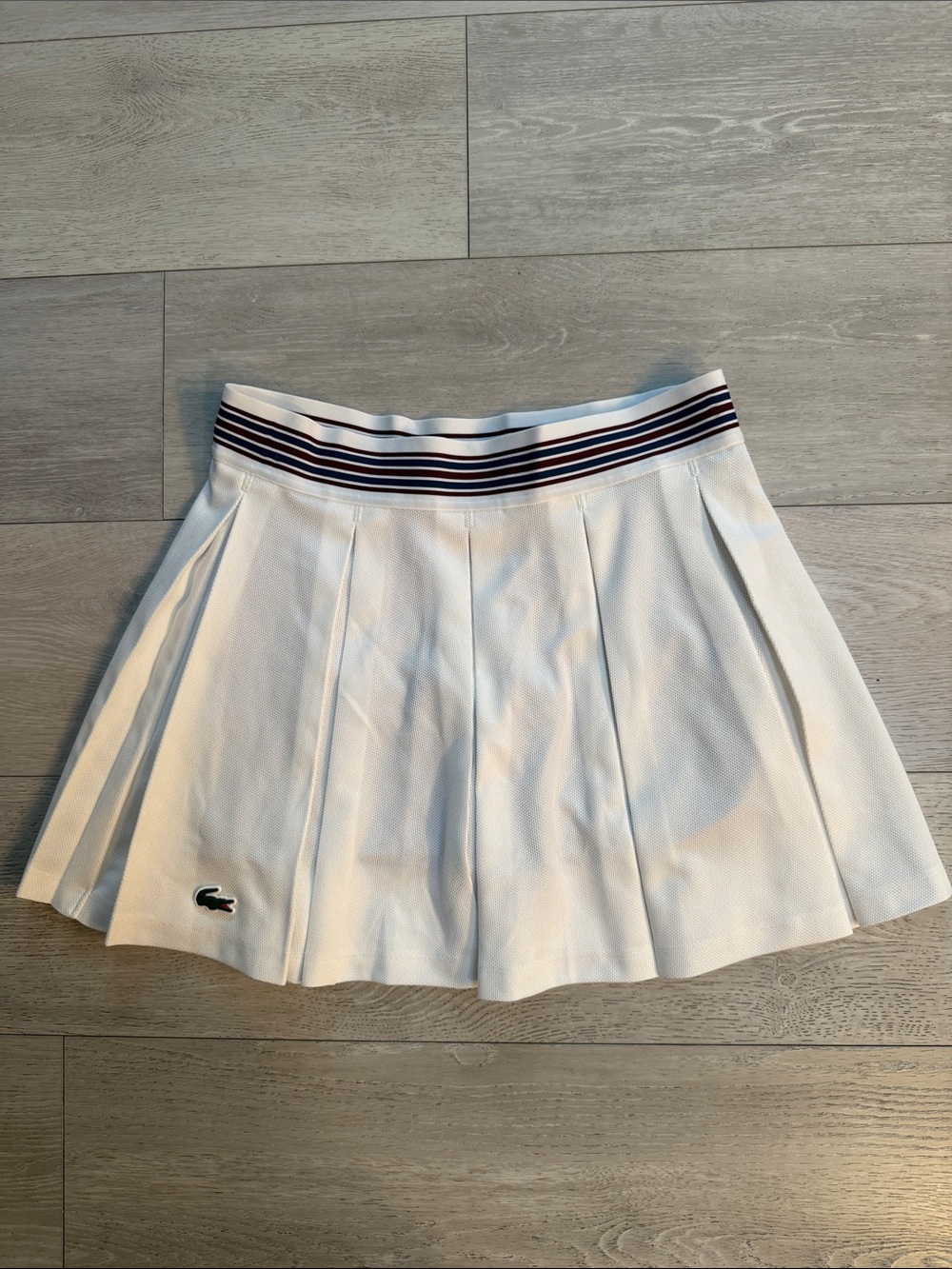 Lacoste Tennis Skirt with Navy-Striped Waistband